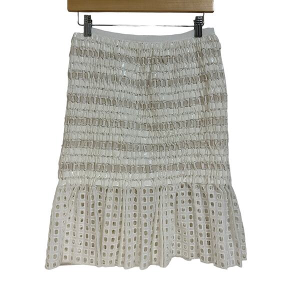 Sacai square lace white woven eyelet fit flare skirt size 2 NEW $1200 - Picture 1 of 9